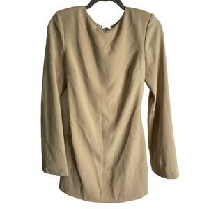 Michael Costello x Revolve Donna Long Sleeve Open Back Mini Dress Khaki Small